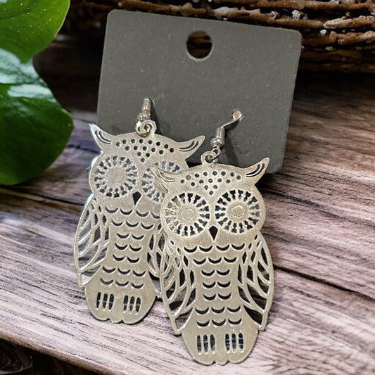 Silver Owl Earrings