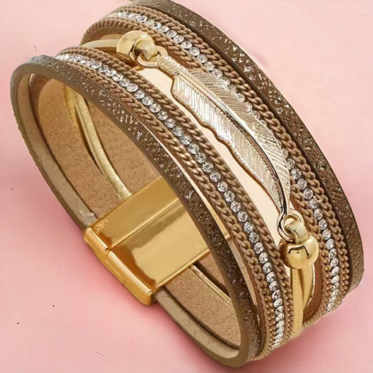 Multi-Layer Champagne and Gold Magnetic Bracelet