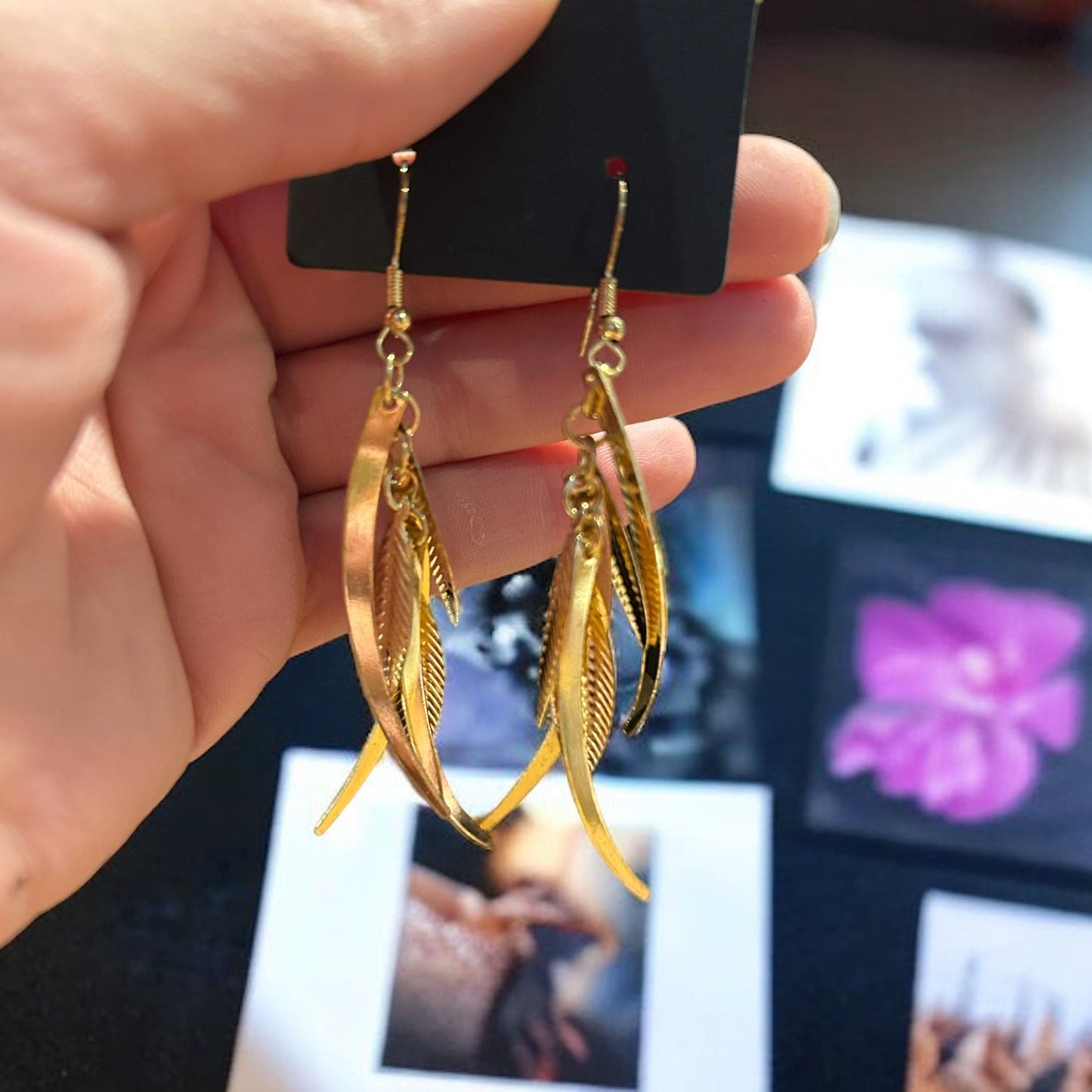 Feather Duster Dangle Earrings