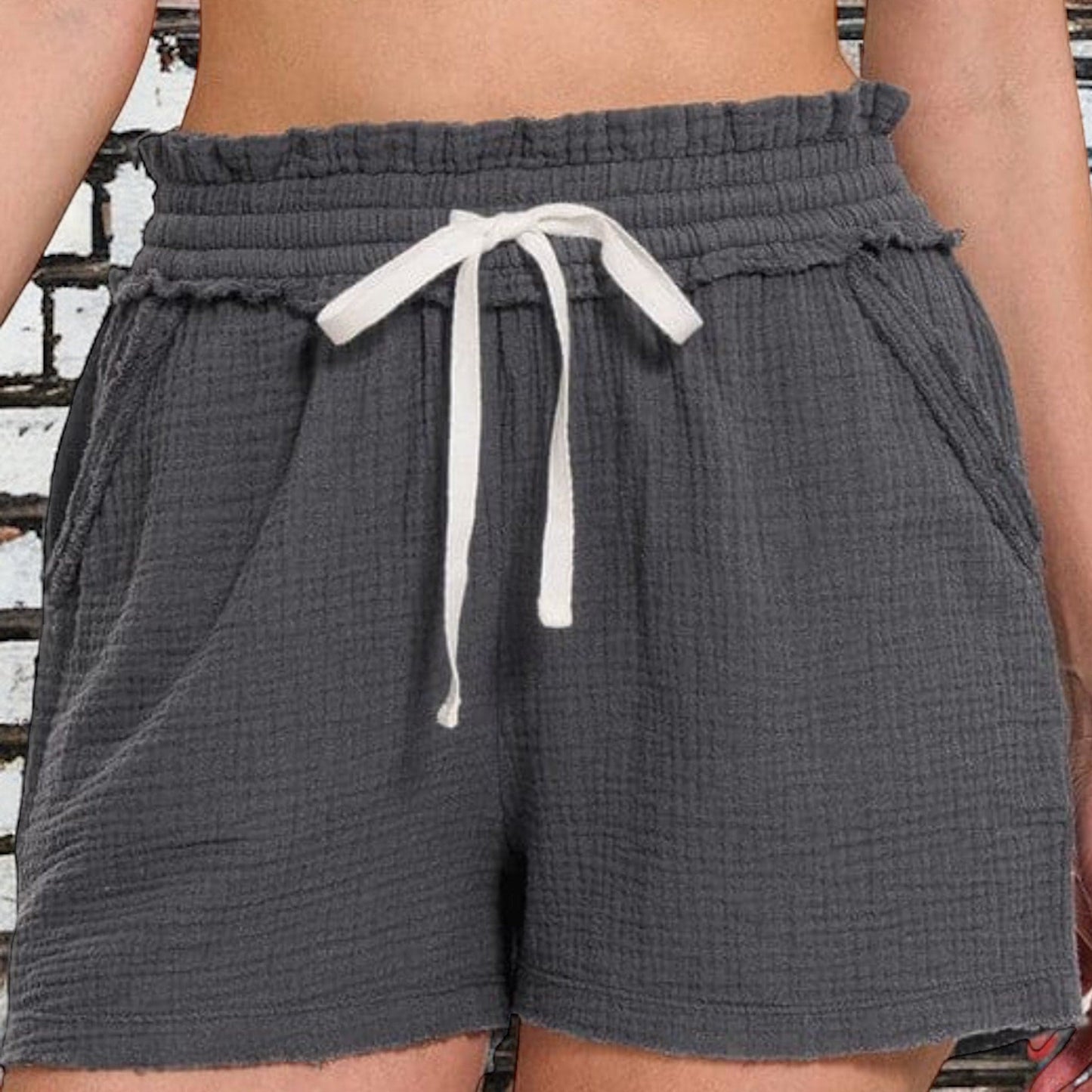 Double Elasticband Drawstring Waist Shorts