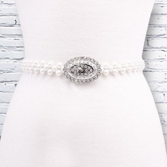 OVAL BUCKLET PEARL BELT